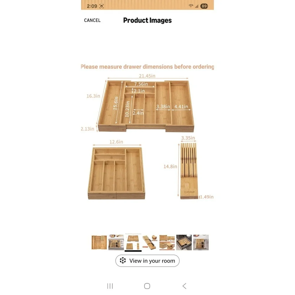 TIOPGHAD‎ Bamboo-Silverware-Drawer-Organizer-Kitchen, Expandable Utensil...